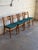 Set of 4 Vintage Danish Teak Dining Chairs Mid Century Modern Blue Upholstered For Sale - Image 9 of 9