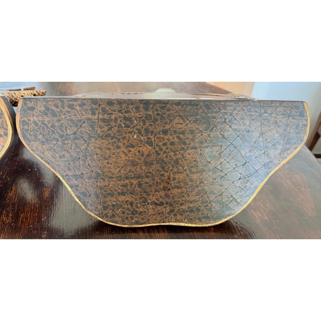 Red Chinoiserie Decorated Wall Shelves Hand Painted With Leopard Swags and Gold Accents For Sale - Image 10 of 12