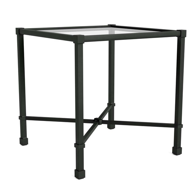 Brown Jordan Venetian 18" Square Occasional Table in Black Jade For Sale