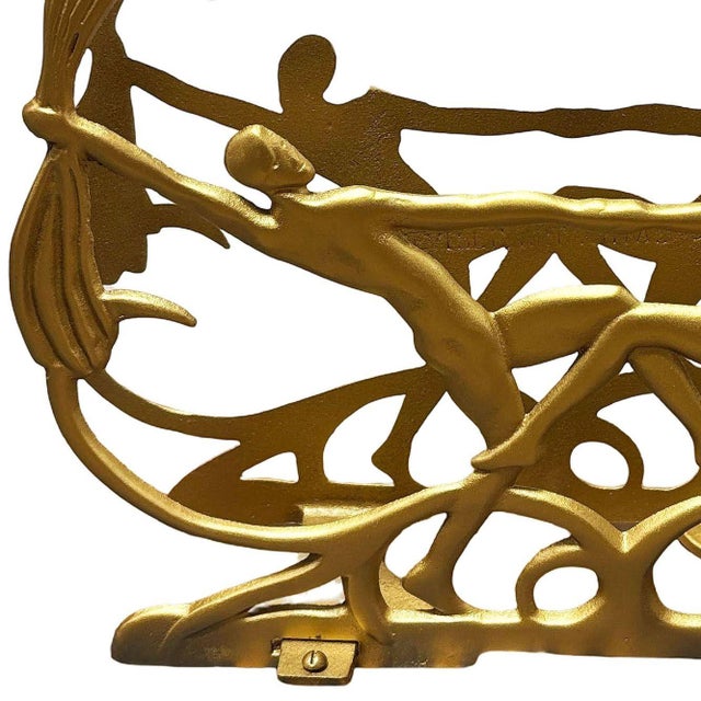 1928 Art Deco Nude Flapper Brass Magazine Rack by Seville Art Metal Studios For Sale - Image 11 of 12