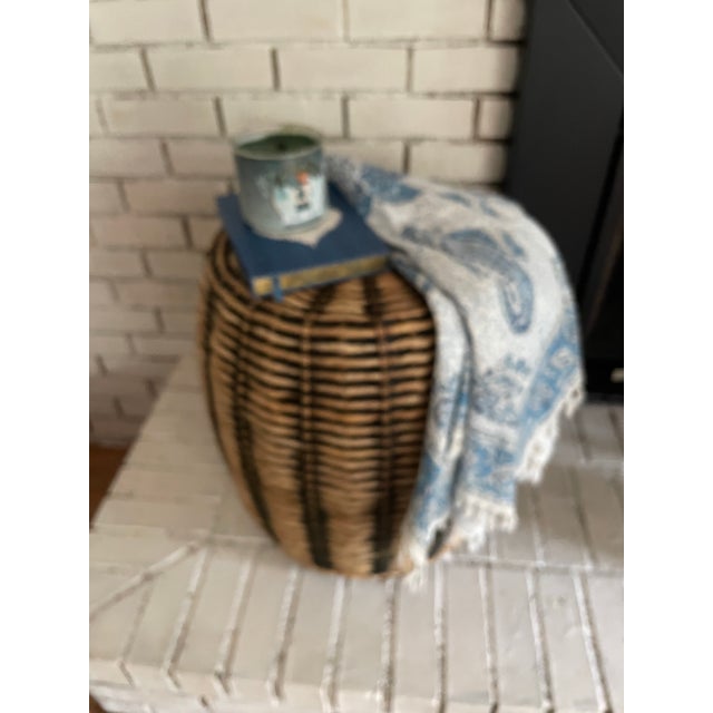 2010s Black Weave Ottoman or Footstool From Pier 1 For Sale - Image 5 of 11