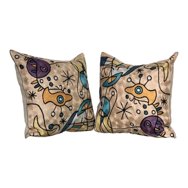 Modern Tapestry Pillows - a Pair For Sale