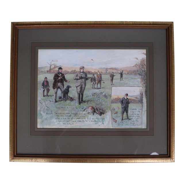 The New Curate Pheasant Shooting Field Watercolour by George Finch Mason For Sale