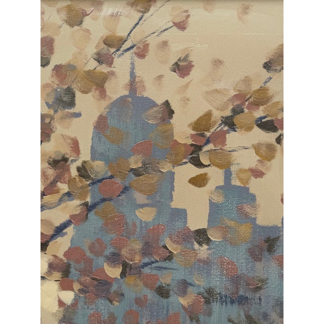 1960s 1960s Vintage Lee Reynolds Vanguard Studios Mid Century Modern Abstract Expressionist Cityscape Oil Painting Framed Signed For Sale - Image 5 of 10