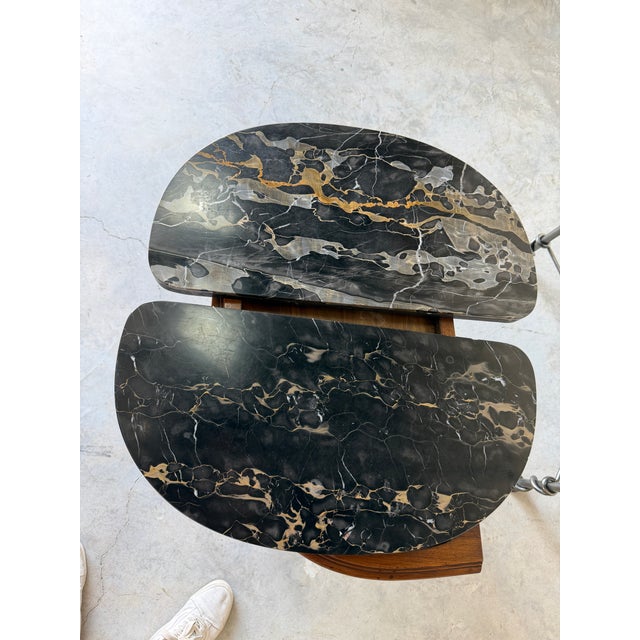 Pair of French Rococo Carved Walnut Demilune Nightstand With Marble Top For Sale - Image 13 of 16