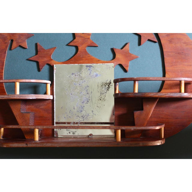 Brown Antique Moon and Stars Folk Art Shelf With Mirror From the Early 1900s For Sale - Image 8 of 9