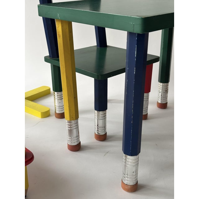 1980s Children's Pencil Furniture Set by Pierre Sala, 1980, Set of 6 For Sale - Image 5 of 15