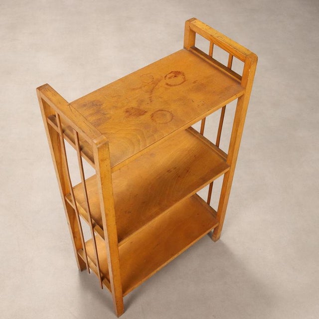 Small Vintage Poplar Veneer Bookcase, Italy, 1970s For Sale - Image 4 of 9