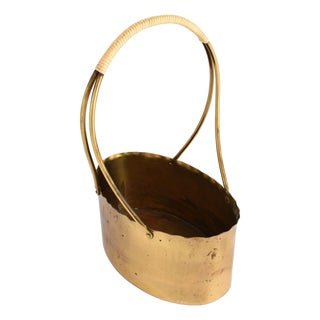 Vintage Brass Bowl with Handle by Eugen Zint, Germany, 1960s For Sale