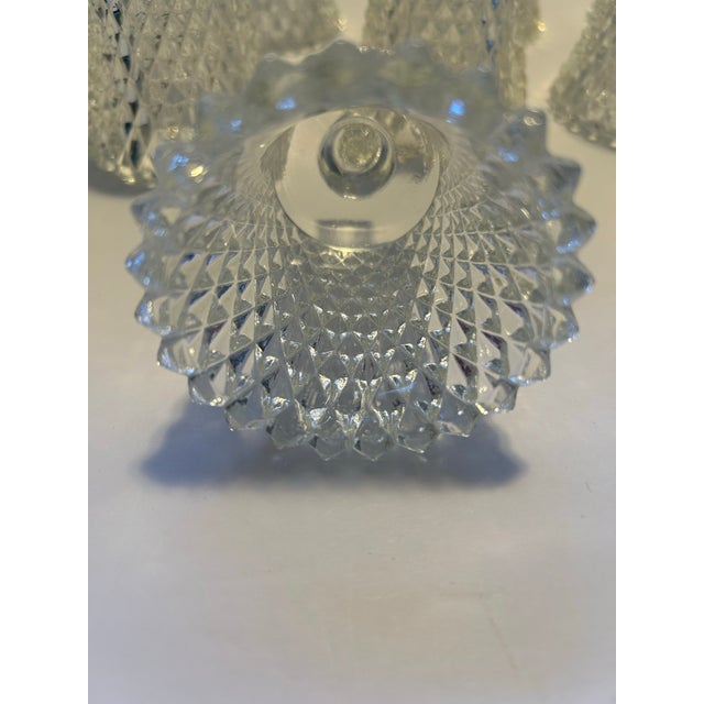 1970s Clear Diamond Point Peg Votive Candle Holders-Set of 8 For Sale - Image 4 of 12