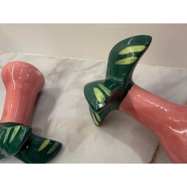 Vintage Hand-Painted Ceramic Palm Tree Salt and Pepper Shakers, a Pair For Sale In Phoenix - Image 6 of 9