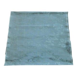 Antique Blue Floral Silk Damask Textile Panel For Sale