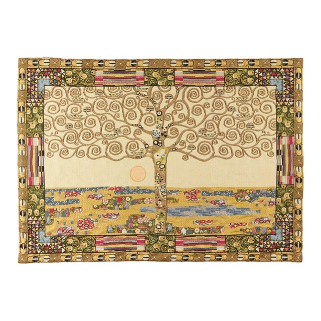 Klimt Tree of Life Loom Woven Tapestry - 51 X 67 Cm (1′8" × 2′2") - Requires Rod Size 2 For Sale