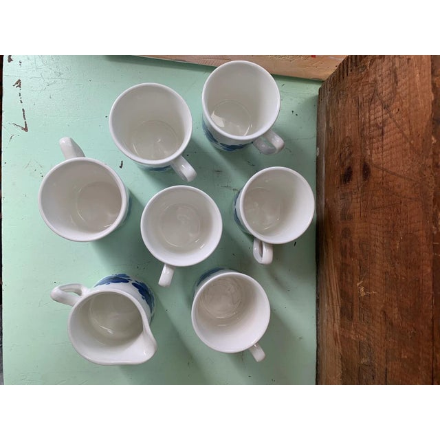 Antique White 1950s Vintage Stavangerflint Rolf Froyland Viola Mugs and Creamer Set, Norway- Set of 7 For Sale - Image 8 of 11