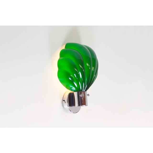1970s Large Italian Glass and Chrome Wall Lamps, Italy, 1970s, Set of 2 For Sale - Image 5 of 9