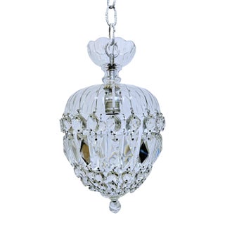Antique Crystal Basket-Style Pendant Chandelier For Sale