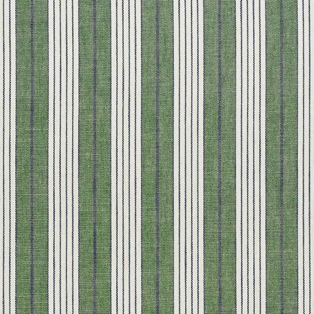 Sample - Schumacher X Vogue Living Horst Stripe Fabric in Green For Sale