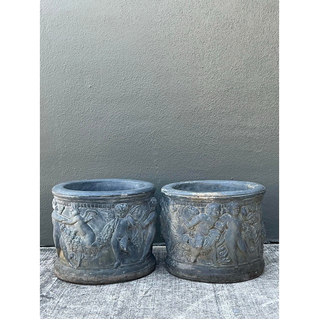 Vintage Cast Concrete Putti Cherub Planters For Sale In West Palm - Image 6 of 12