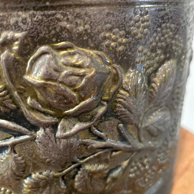Vintage Claw Footed Embossed Aged Brass Planter/Jardiniere With Grape and Vine Clusters For Sale - Image 12 of 12