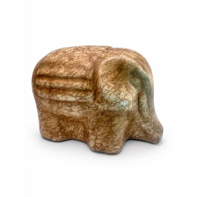 Mid-Century Modern Vintage Set of Three Marbled Ceramic Elephant Boho Chic Sculptures For Sale - Image 3 of 10