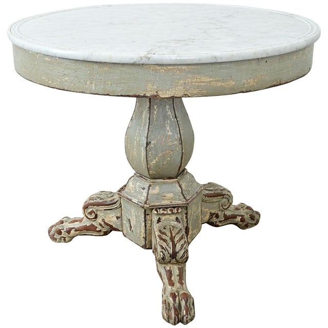 French 19th Century White Marble Top Gueridon with Painted Finish For Sale - Image 9 of 17