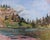 This oil painting captures a serene lakeside scene, where gentle hills rise from the water's edge, adorned with lush...