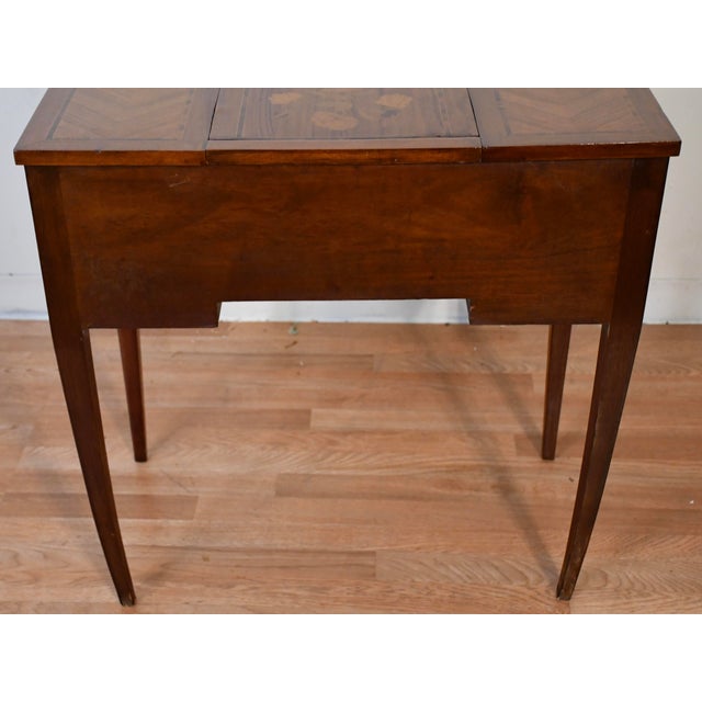 1890 Antique French Louis XVI Satinwood & Walnut Inlaid Makeup Vanity Ladies Desk For Sale - Image 16 of 17