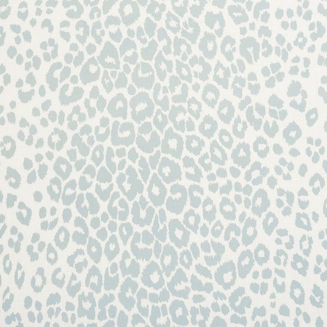 Sample - Schumacher Leopard Indoor/Outdoor Fabric in Sky For Sale