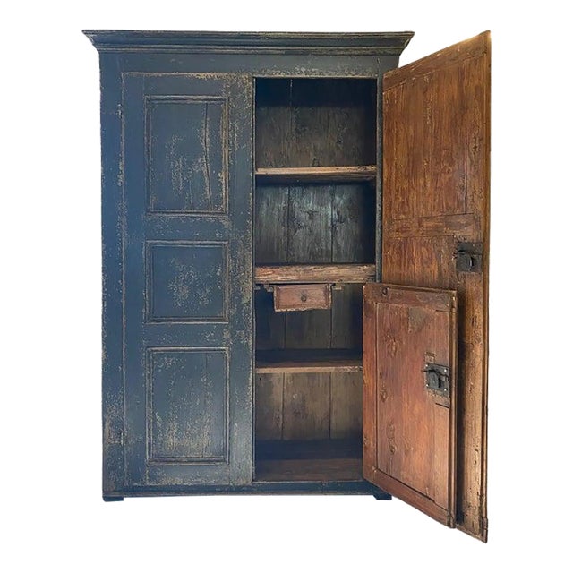Ebonized Two-Door Pine Cabinet, Italy, 19th Century For Sale
