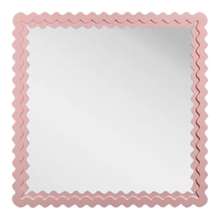 Fleur Home Carnival Chaos Square Mirror in Authentic Pink, 36x36 For Sale