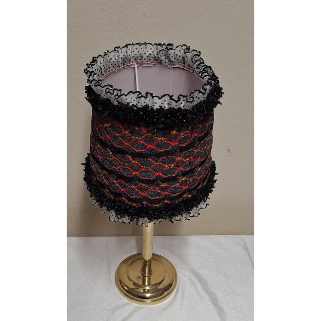 Vintage Table Lamp with Brass Base and Fabric Shade from Lamplove, 1990s For Sale - Image 4 of 8