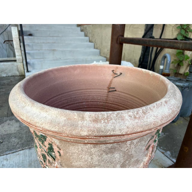 A French Terracotta Anduze Planter With Antiqued Spackle Finish and Staples For Sale In Dallas - Image 6 of 12
