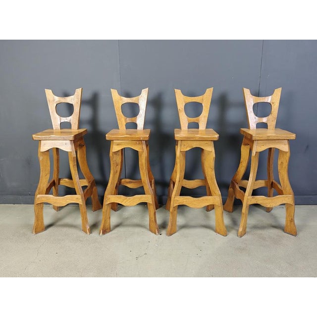 Vintage Brutalist Bar Stools, 1960s, Set of 4 For Sale - Image 9 of 11