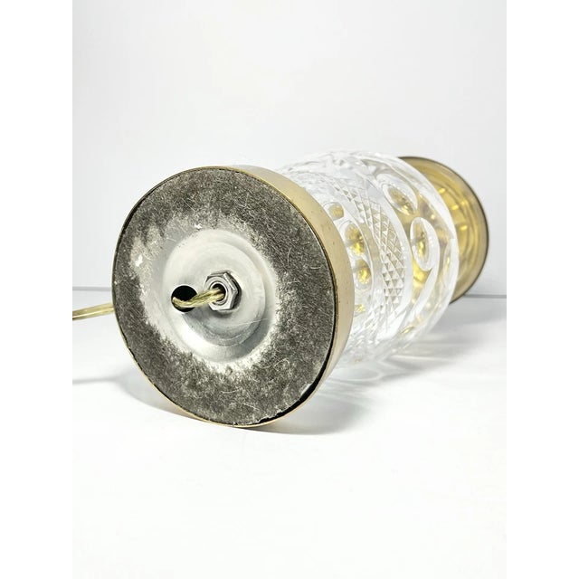 1980s Waterford Crystal & Brass Electric Small Table Lamp For Sale - Image 10 of 11