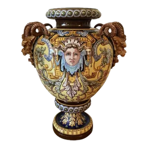 Sarregemines 1880 Monumental French Majolica Jardinière