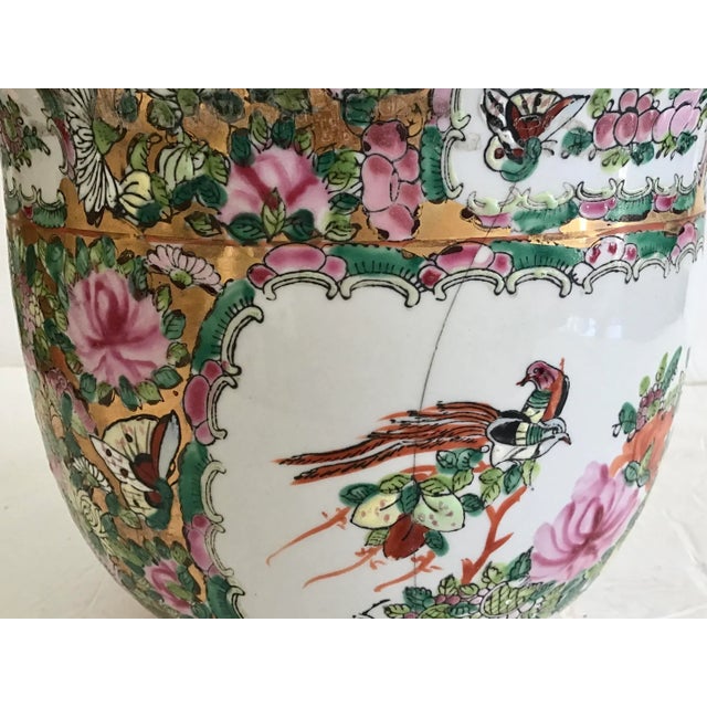 Ceramic Rose Medallion Cachepot Small For Sale - Image 7 of 11