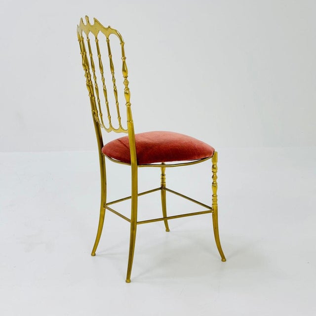 Brown Mid-Century Brass Chiavari Side Chair, Italy, 1980s For Sale - Image 8 of 11