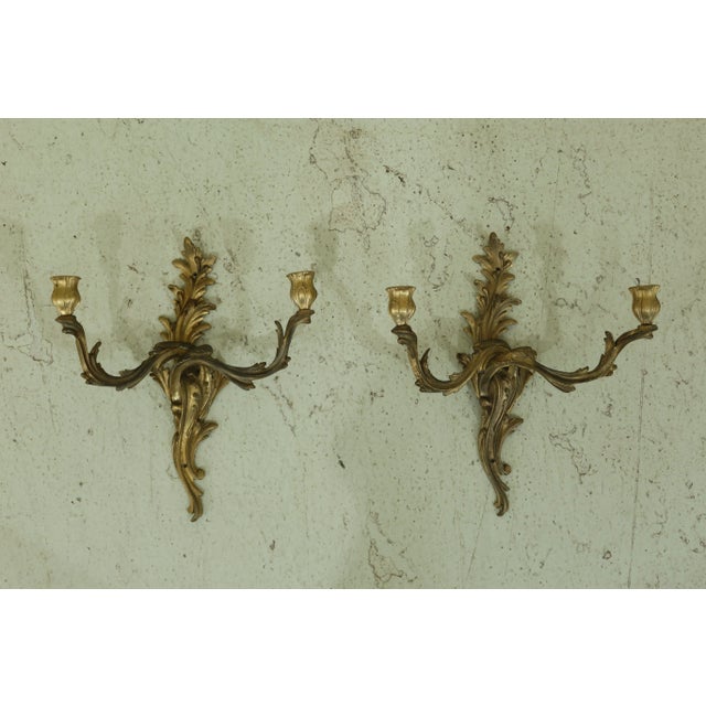 French Louis XV Style Bronze Candelabras - a Pair For Sale - Image 9 of 9