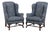 Pair Colonial Williamsburg Style Queen Anne Mahogany Wing Chairs For Sale