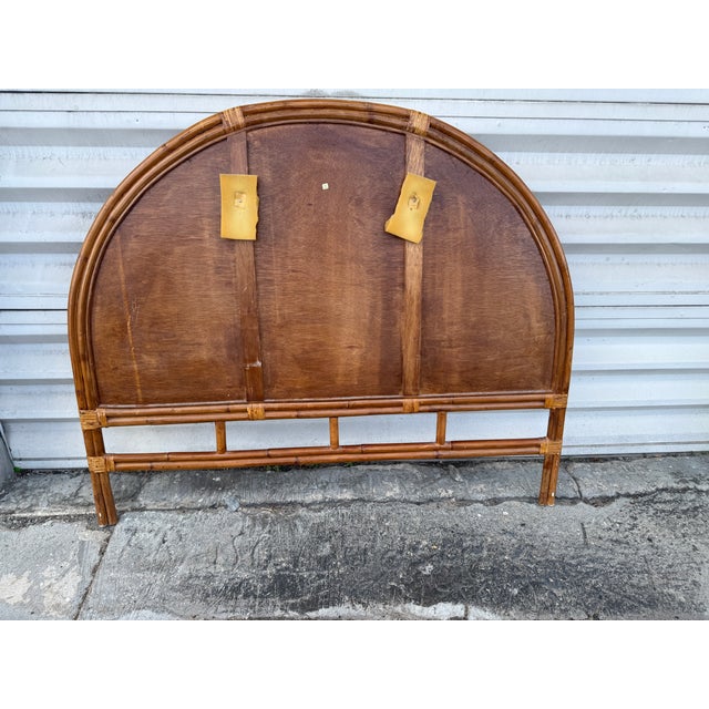 Gabriella Crespi 70's Waterfall Rattan Queen Size Headboard Manner of Gabriella Crespi For Sale - Image 4 of 6