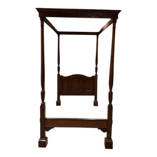 Antique Carved Four Poster Canopy Bed For Sale