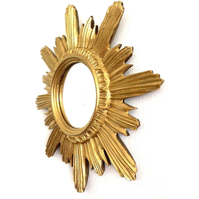 Sunburst Mirror in Gilded Wood, 1980s For Sale - Image 4 of 7