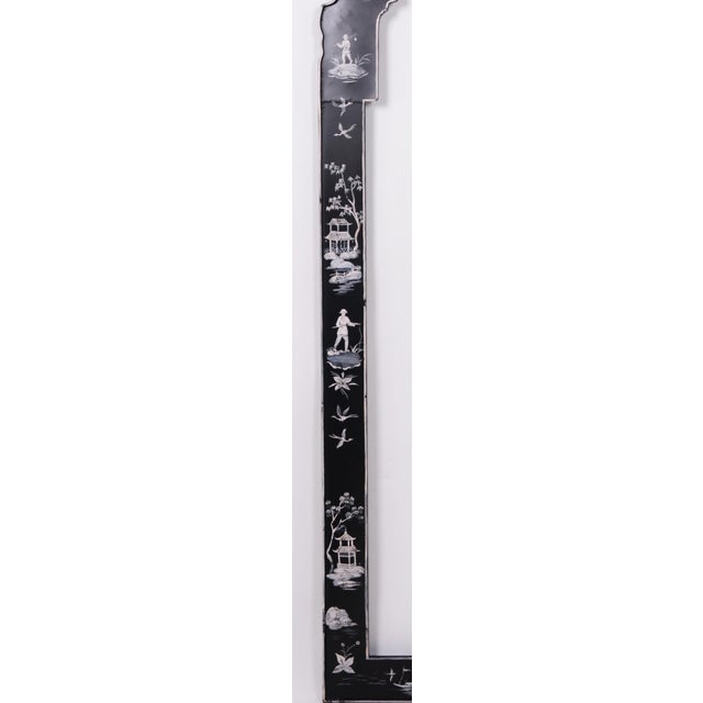 20th Century Chinoiserie Black & White Painted Tole Mirror For Sale - Image 4 of 9