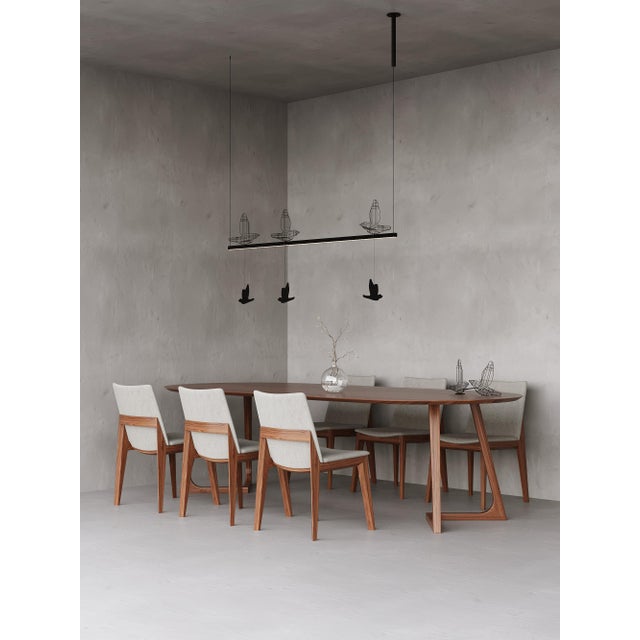 Contemporary Minimalist Led Pendant Light Sculptural Geometric Art, Steel and Textile 59 In For Sale - Image 3 of 12