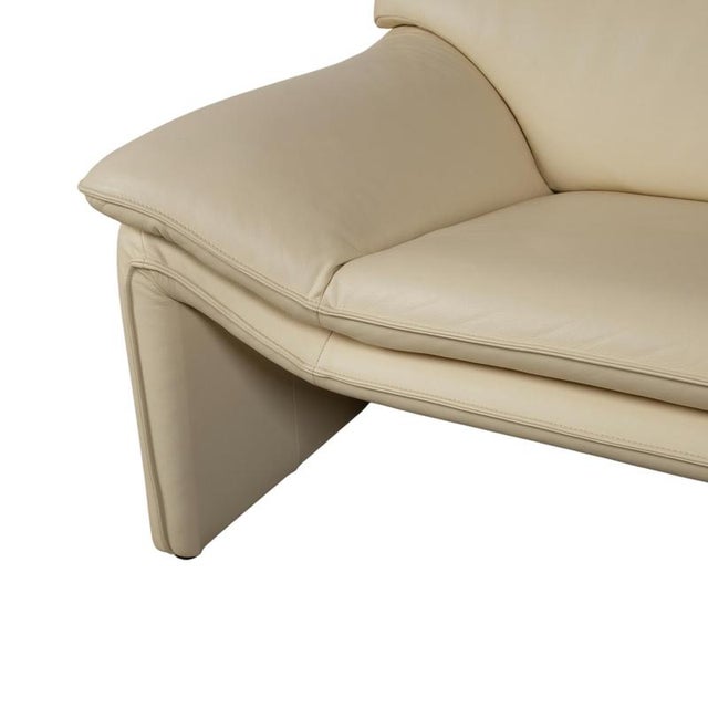 Lauser Atlanta Leather Three-Seater Beige Cream Sofa Couch For Sale - Image 4 of 13