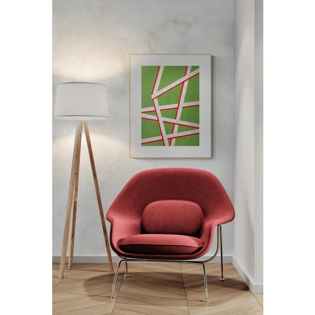 Contemporary Geometric Painting With Green and Red For Sale - Image 4 of 4