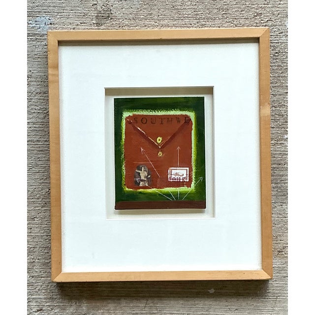 Framed Abstract Mixed Media Postal Design Art For Sale In West Palm - Image 6 of 12