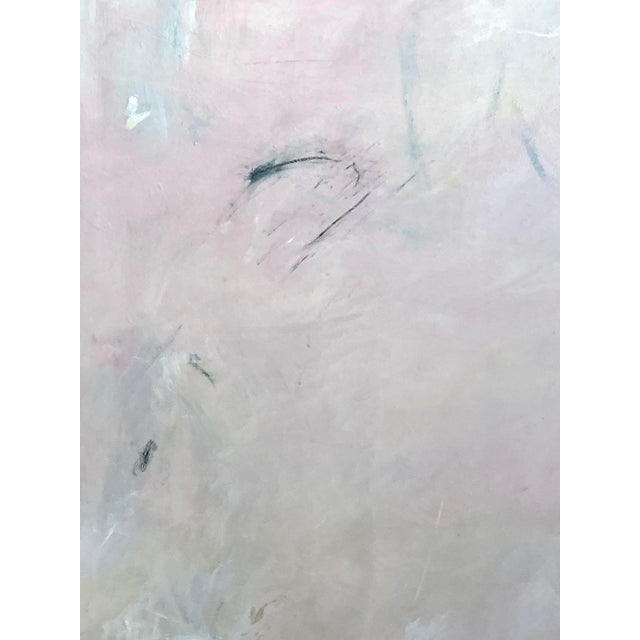 Light Pink Vintage Original Abstract Oil on Canvas For Sale - Image 8 of 12