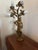Early 20th century Antique Adrien Etienne Gaudez "Lulli Enfant" Figural Newel Post Lamp with multi-bulb floral spray. Has...