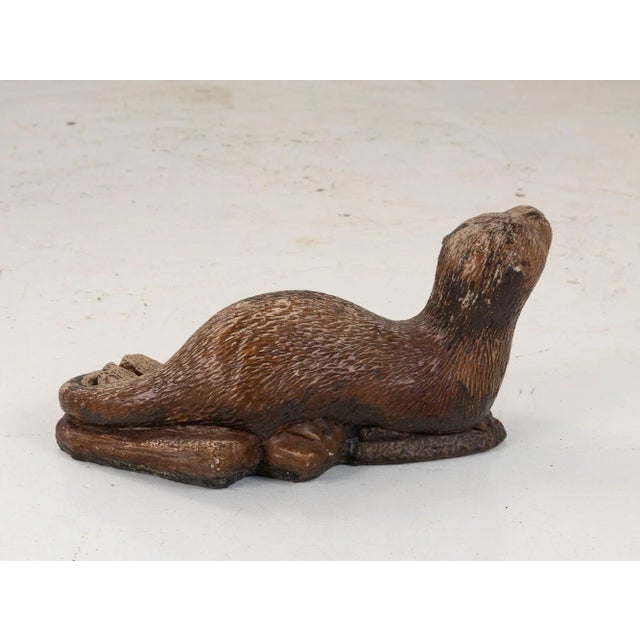 1940s Vintage Cast Stone Otter For Sale - Image 5 of 10